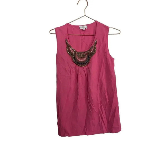 Joseph A Women's Pink Sleeveless Beaded Tunic Top Size Medium - Picture 1 of 4